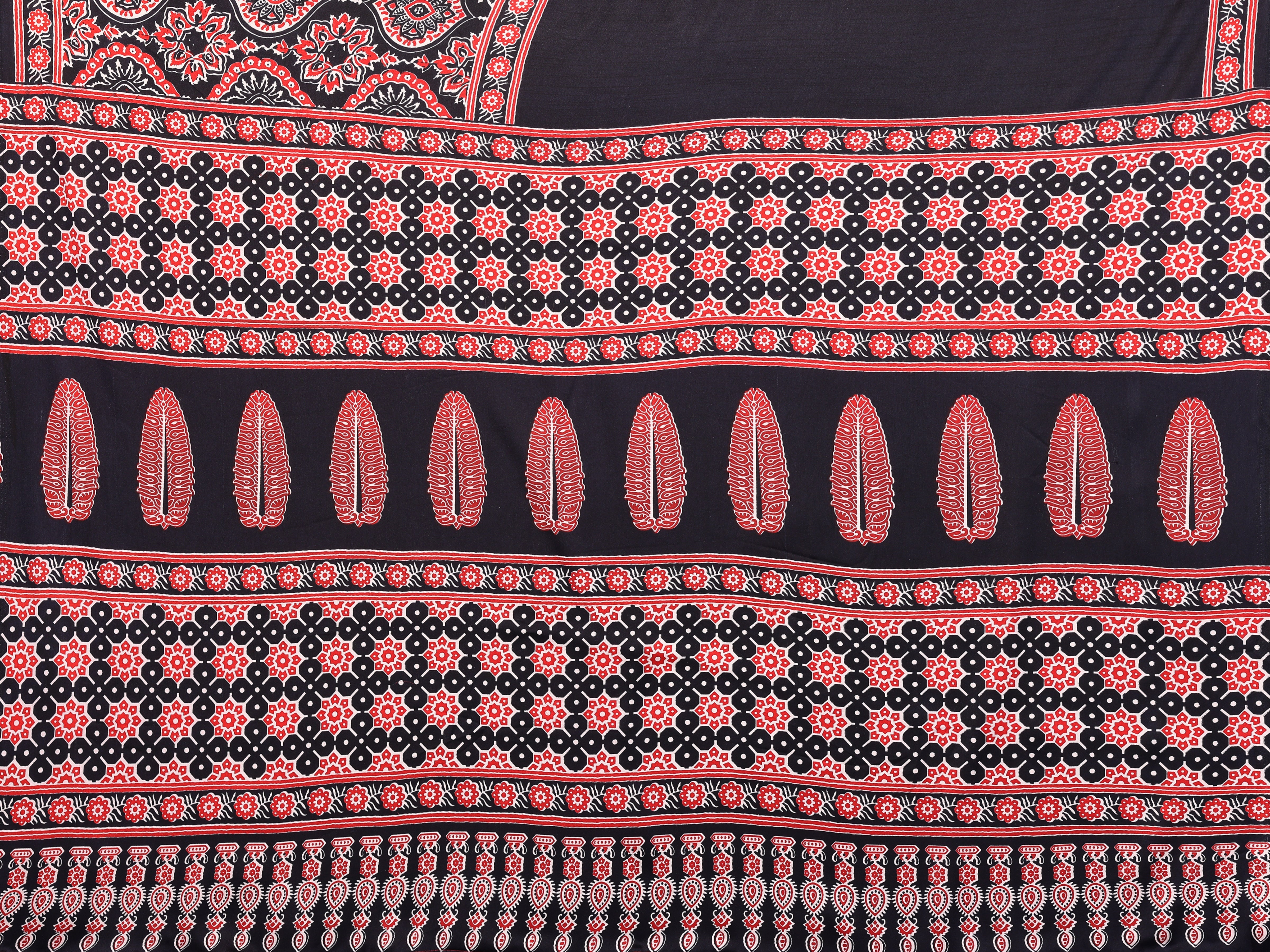 Original Ajrakh Semi Gaji Silk Bandhej Saree