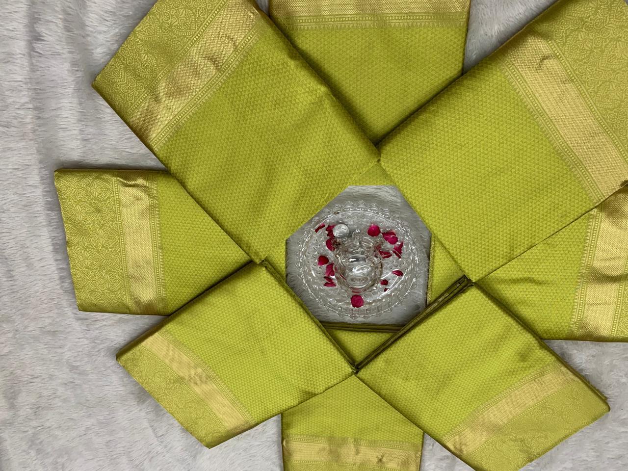 Elegant Olive Green Silk Saree with Subtle Shine