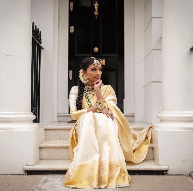 Comfort-Fit Banarasi Inspired Saree Crafted in Smooth Lichi Silk