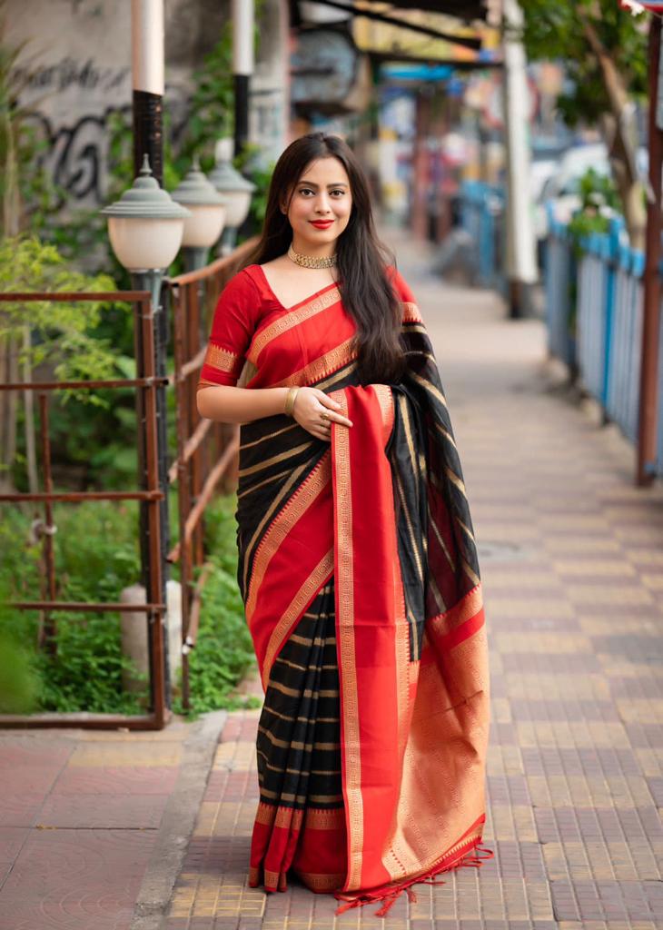 Traditional Silk Saree with Rich Gold Woven Border