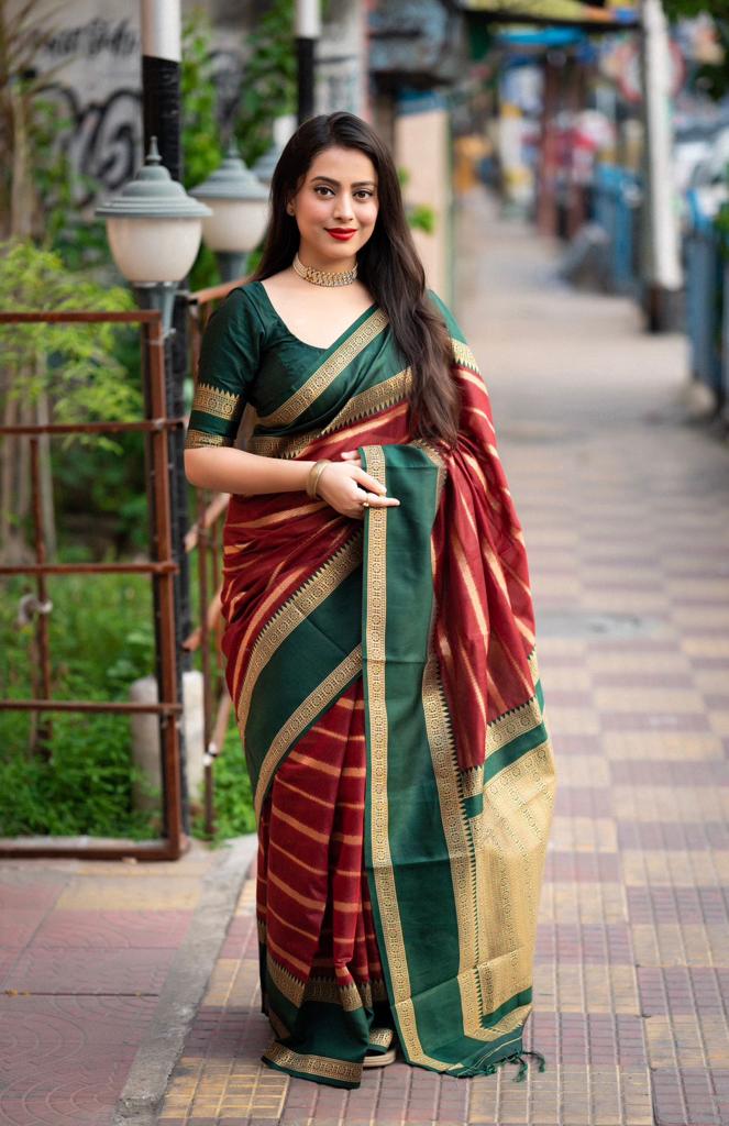 Traditional Silk Saree with Rich Gold Woven Border