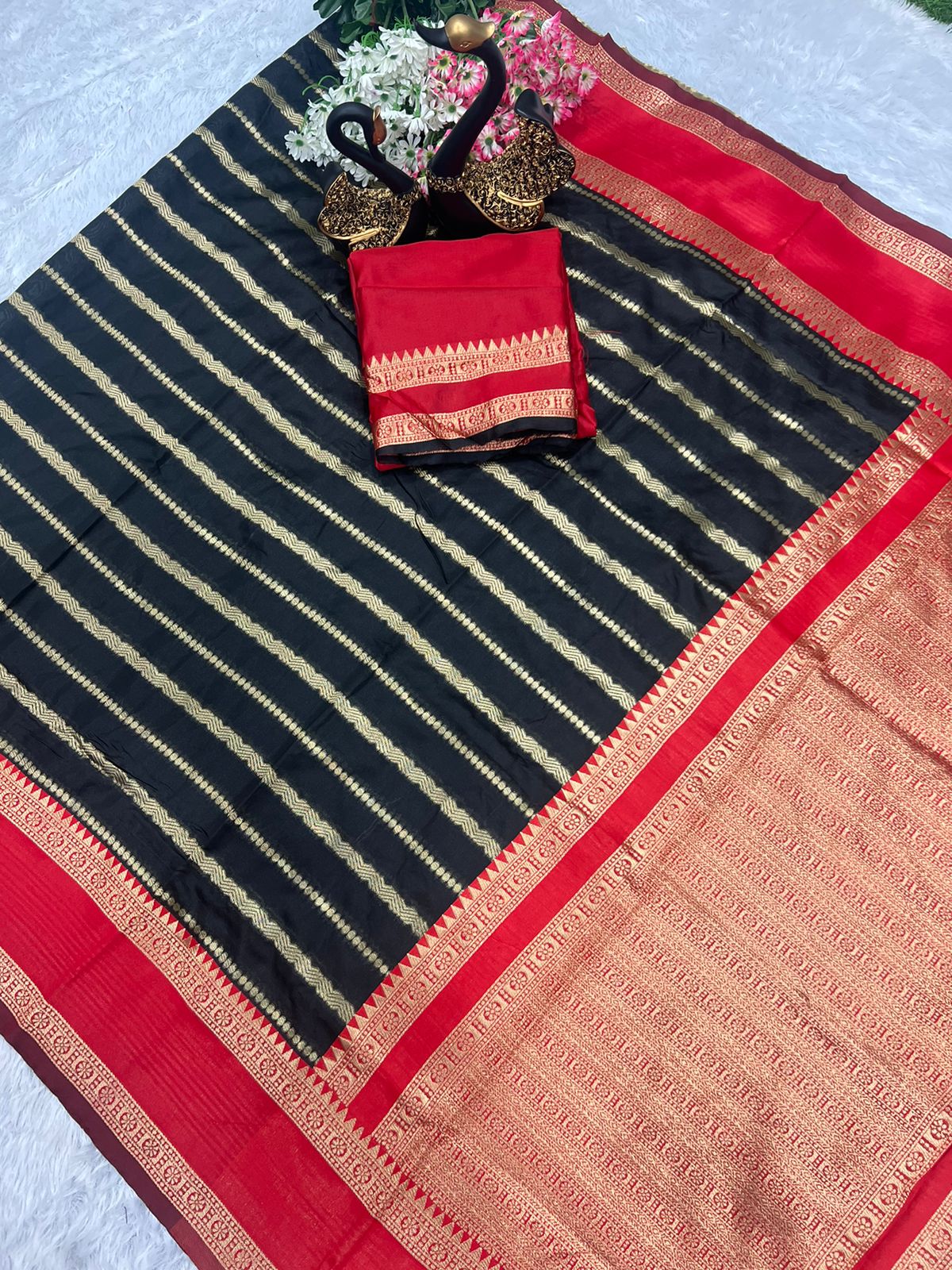 Traditional Silk Saree with Rich Gold Woven Border