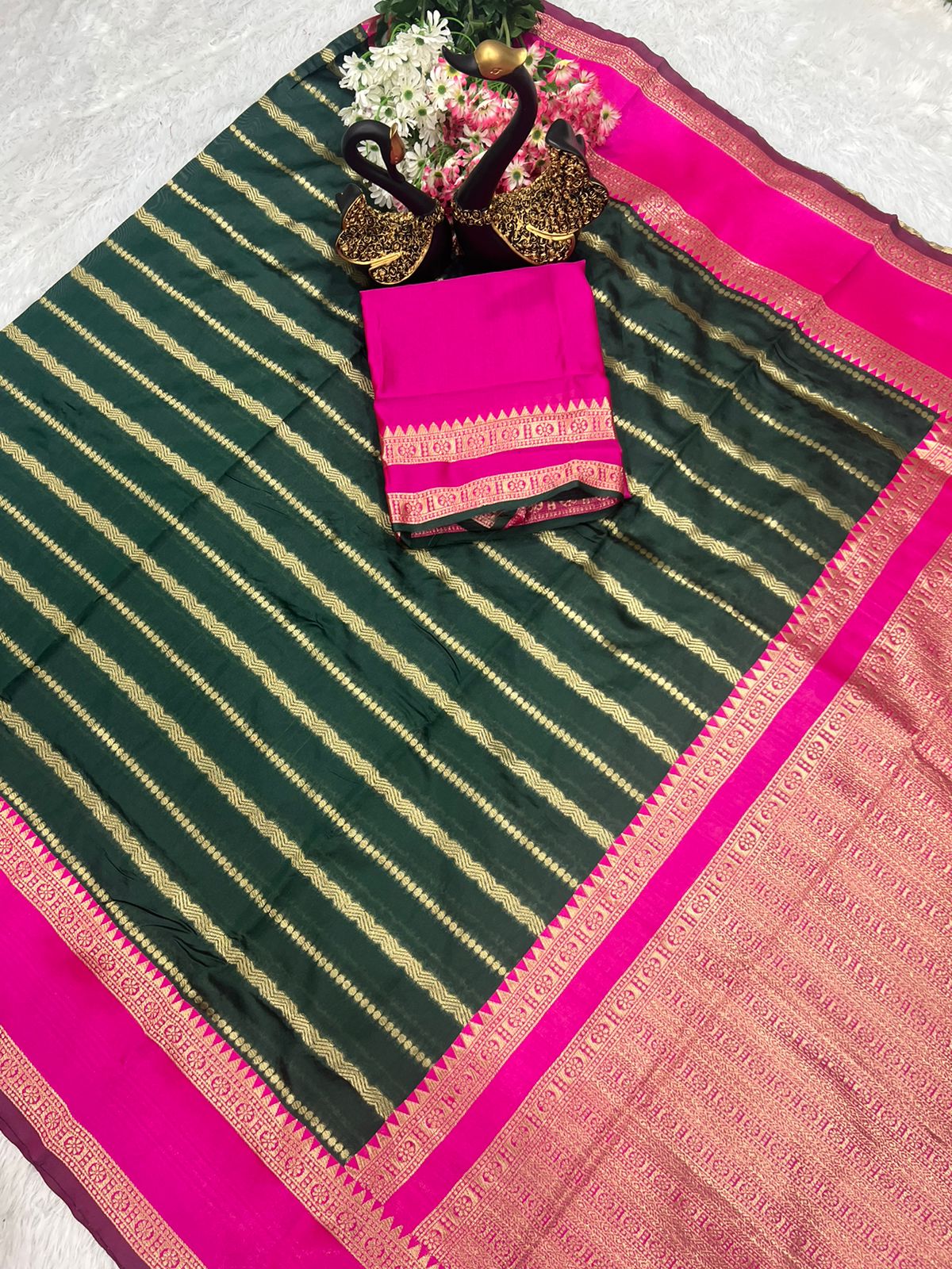 Traditional Silk Saree with Rich Gold Woven Border