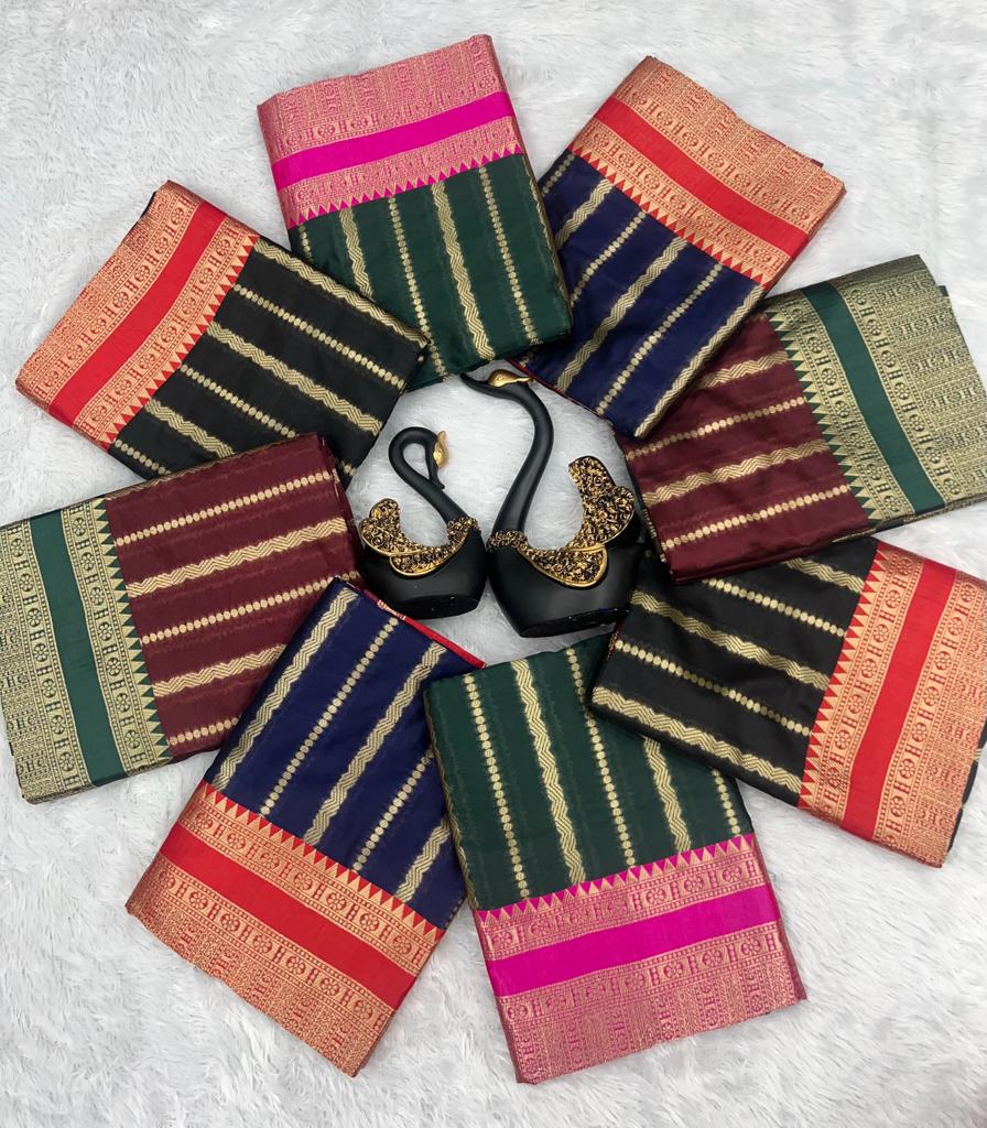 Traditional Silk Saree with Rich Gold Woven Border