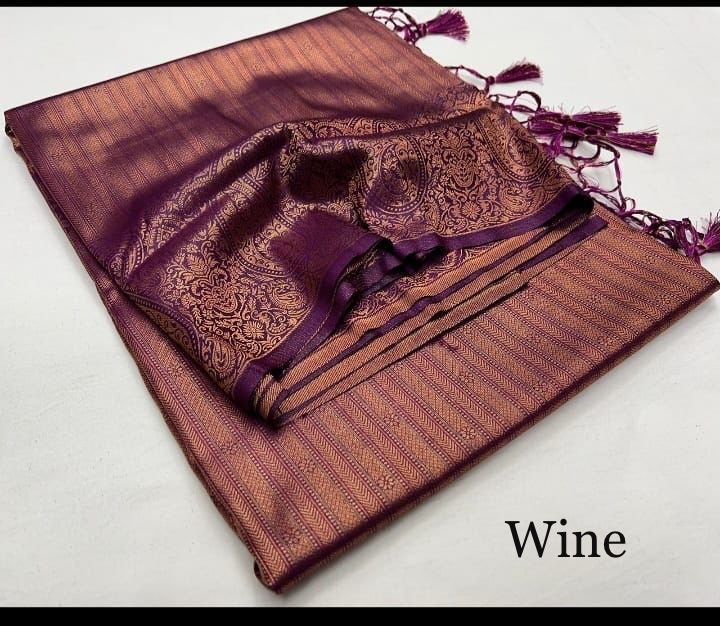 Royal Purple Soft Silk Saree with Antique Zari Weaving & Tassels