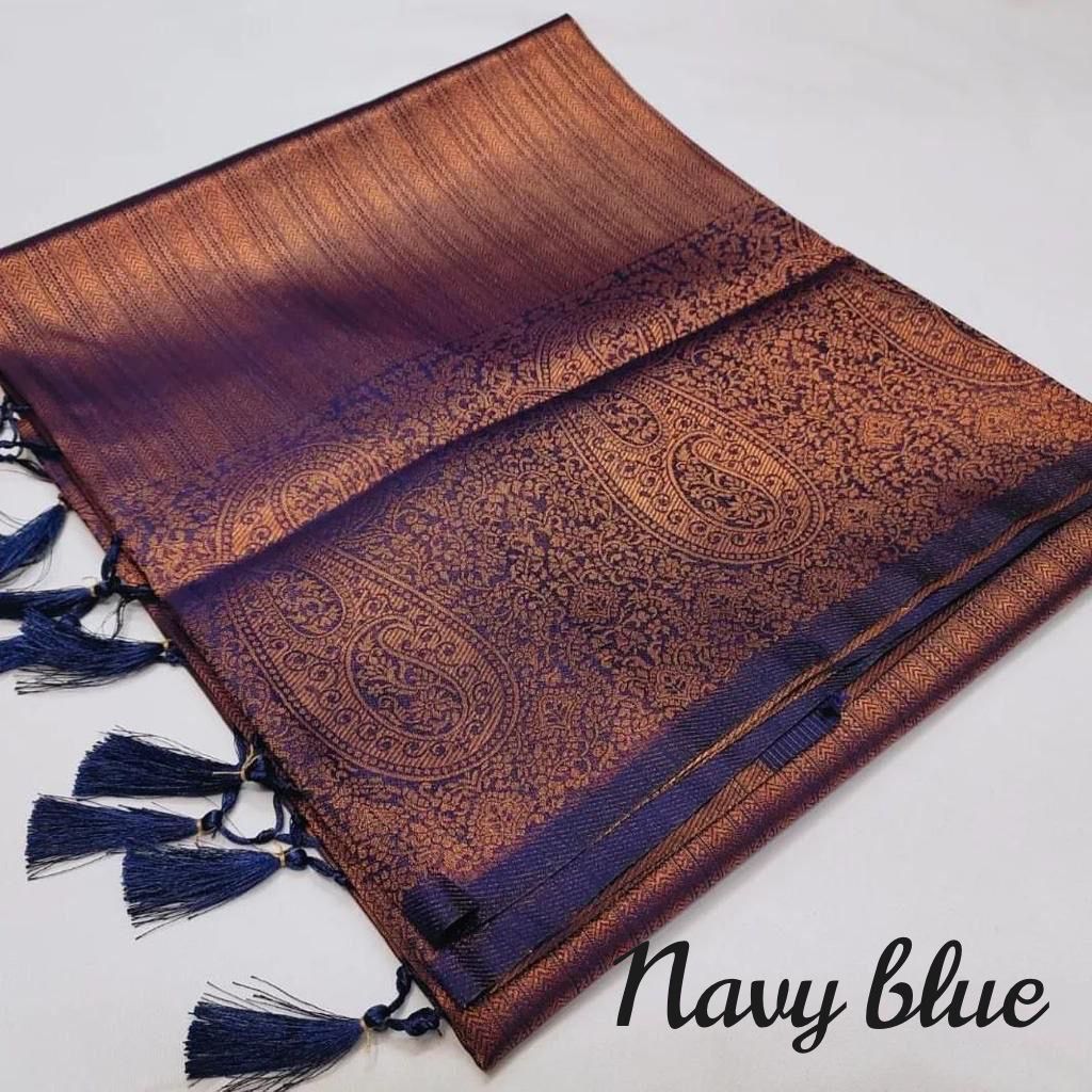 Royal Purple Soft Silk Saree with Antique Zari Weaving & Tassels