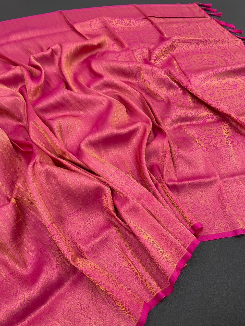 Royal Purple Soft Silk Saree with Antique Zari Weaving & Tassels