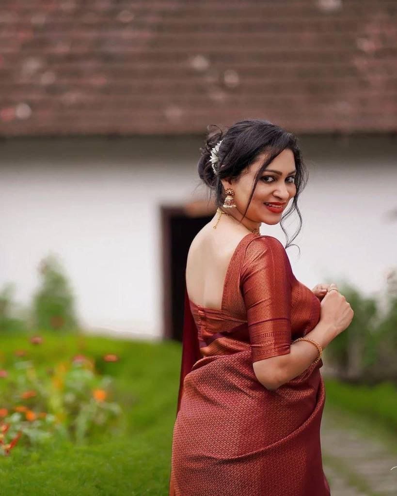 Classic Copper Brown Soft Silk Saree with Elegant Self Weaving