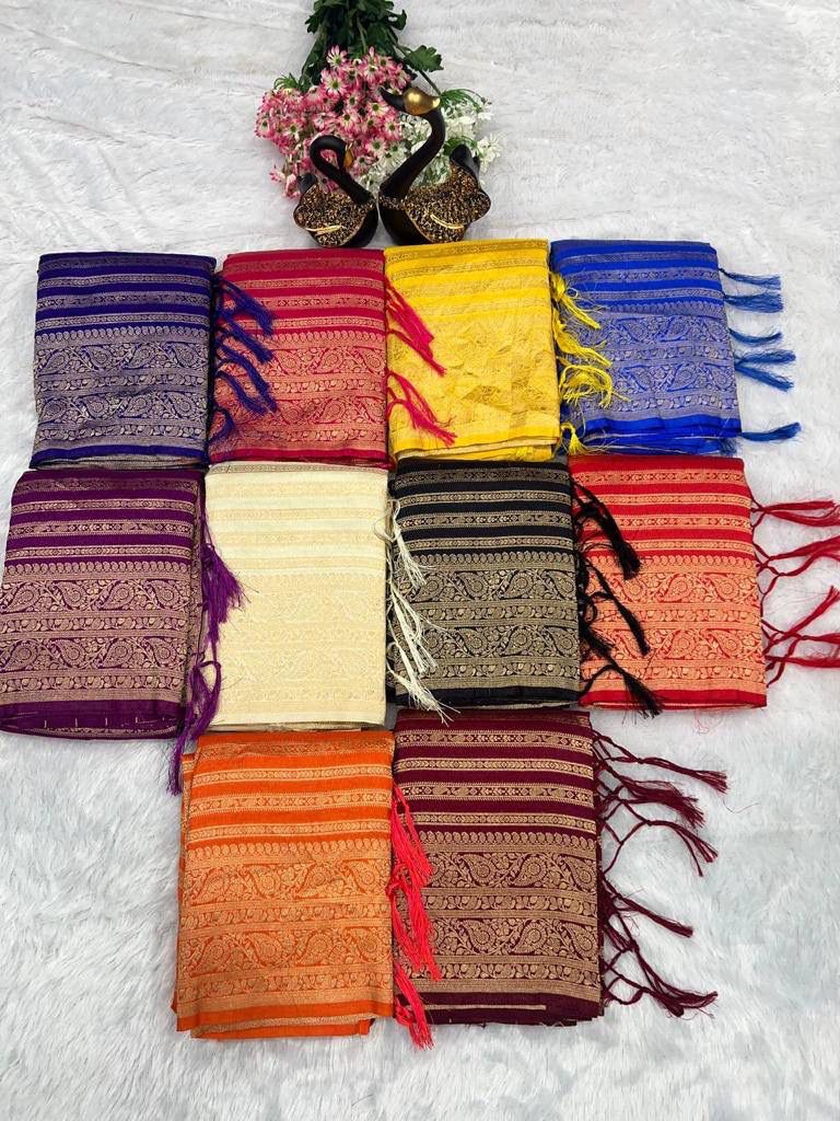 Pure Soft Khadi Georgette Silk Saree with Rich Zari Woven Pallu