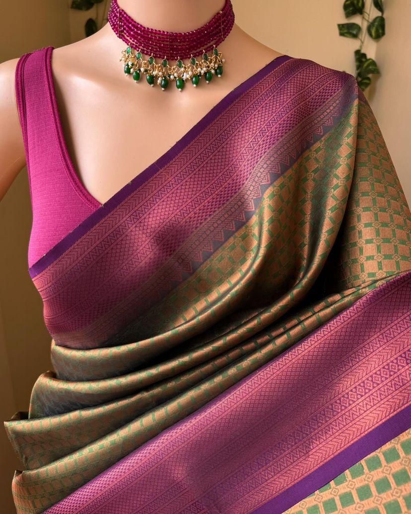 Premium Organic Banarasi Lichi Silk Wedding Saree