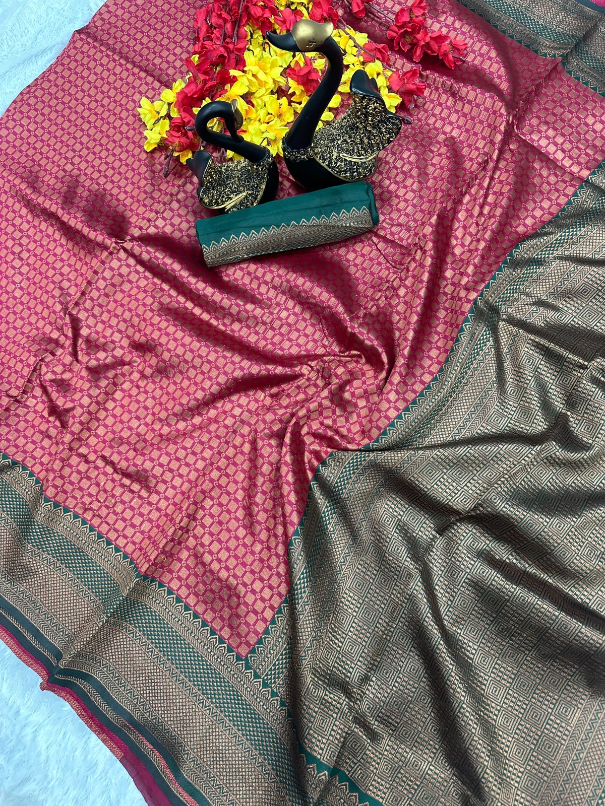 Premium Organic Banarasi Lichi Silk Wedding Saree