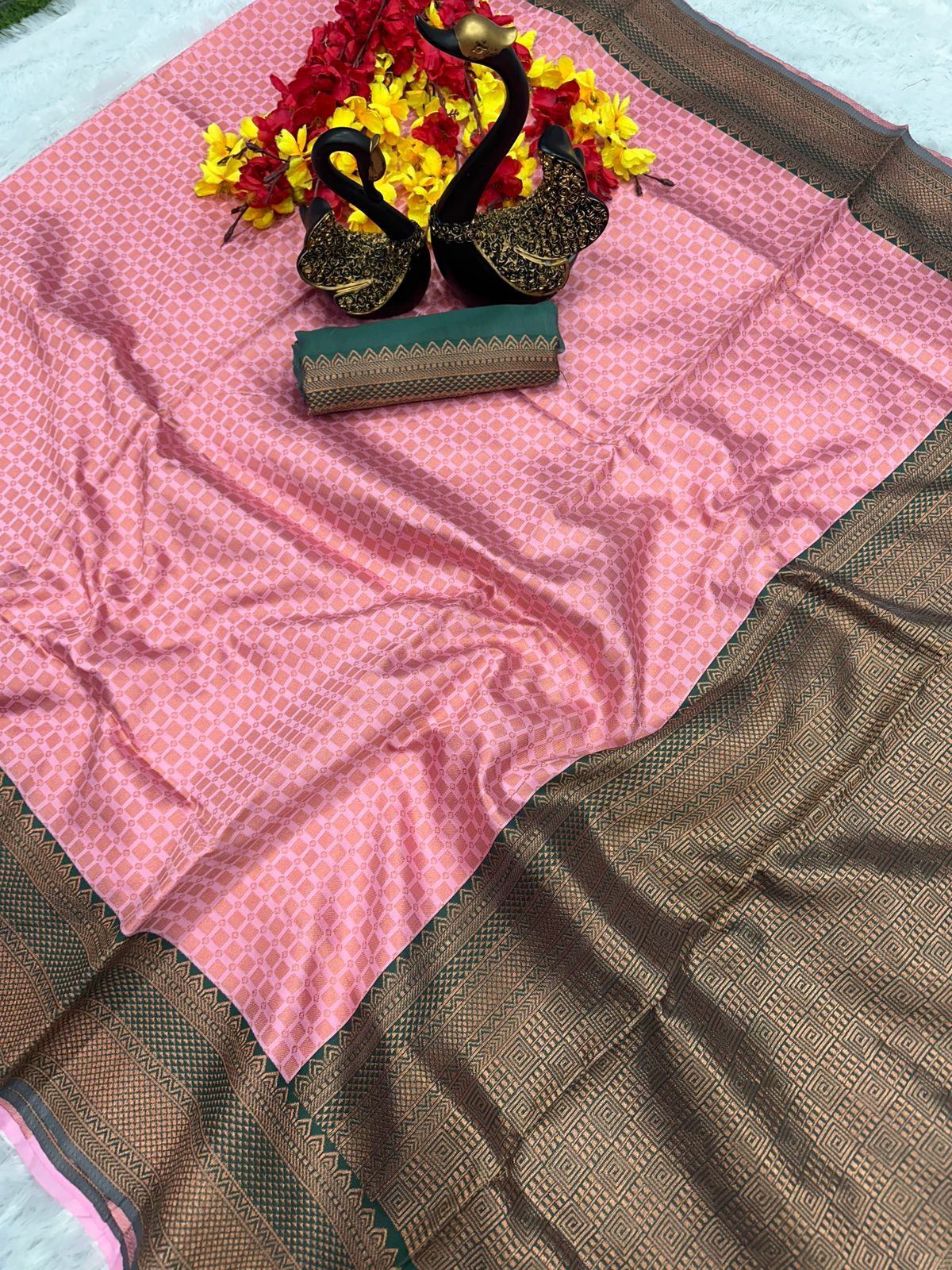 Premium Organic Banarasi Lichi Silk Wedding Saree