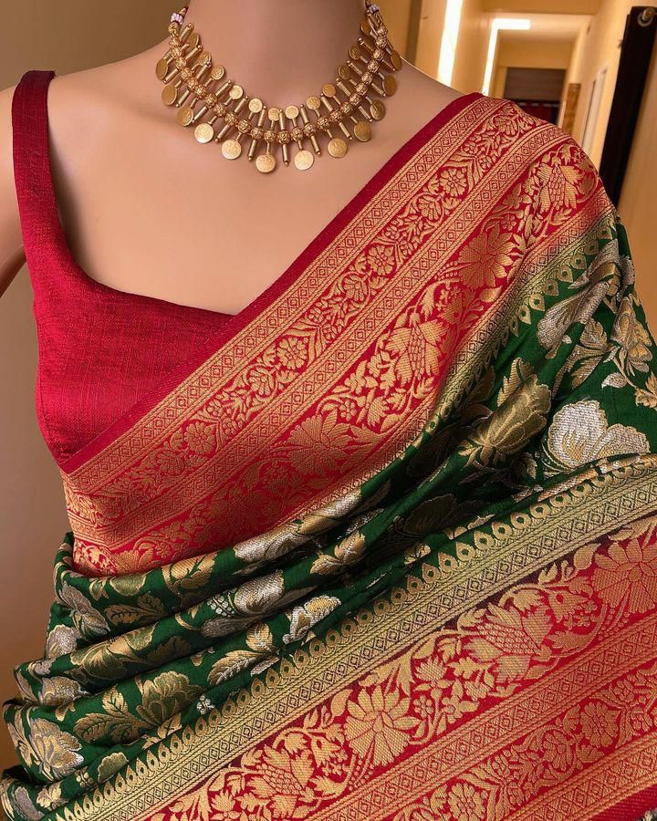 Elegant Organic Banarasi Lichi Silk Wedding Saree