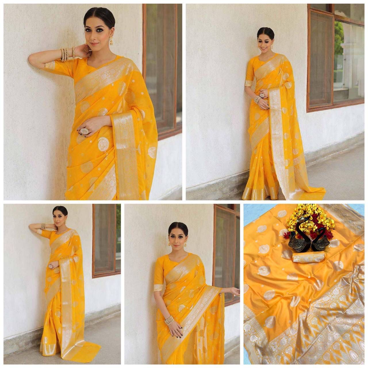 Lightweight Organic Banarasi Lichi Silk Wedding Saree