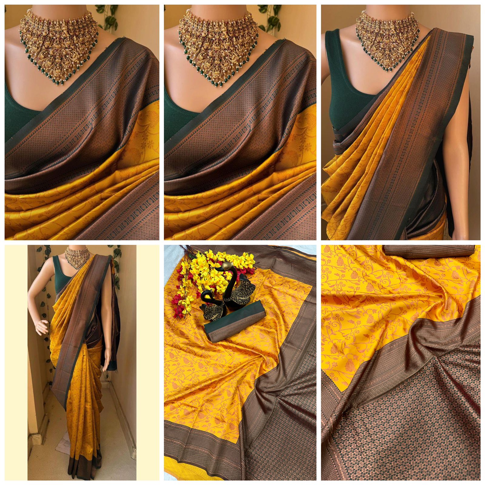 Elegant Organic Banarasi Lichi Silk Wedding Saree
