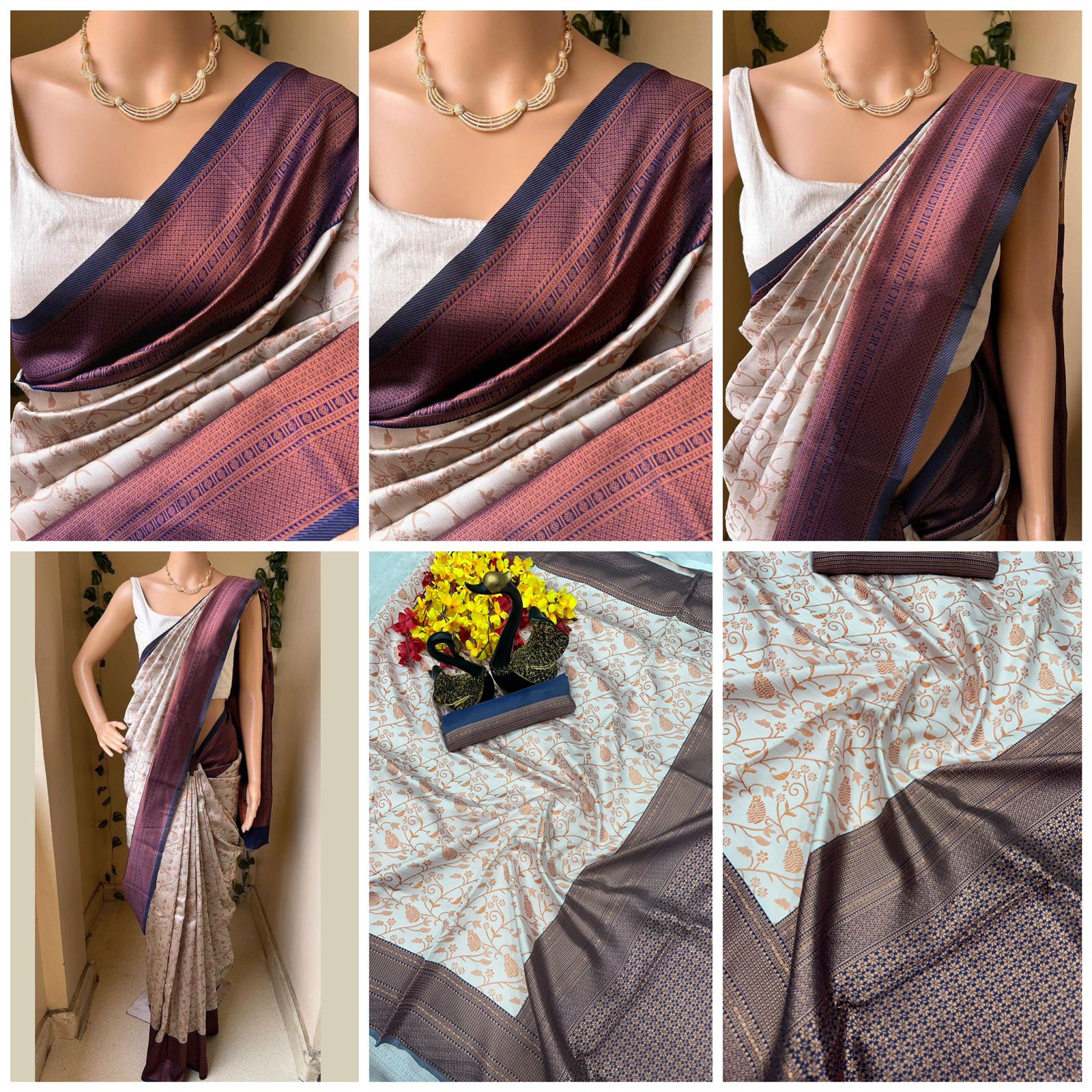 Elegant Organic Banarasi Lichi Silk Wedding Saree