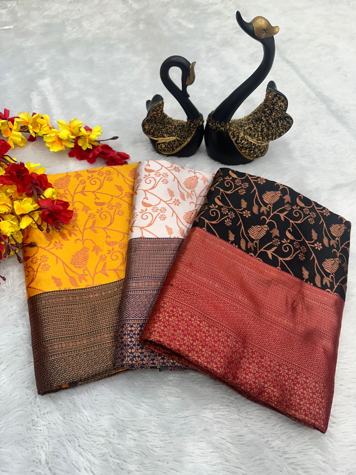 Elegant Organic Banarasi Lichi Silk Wedding Saree