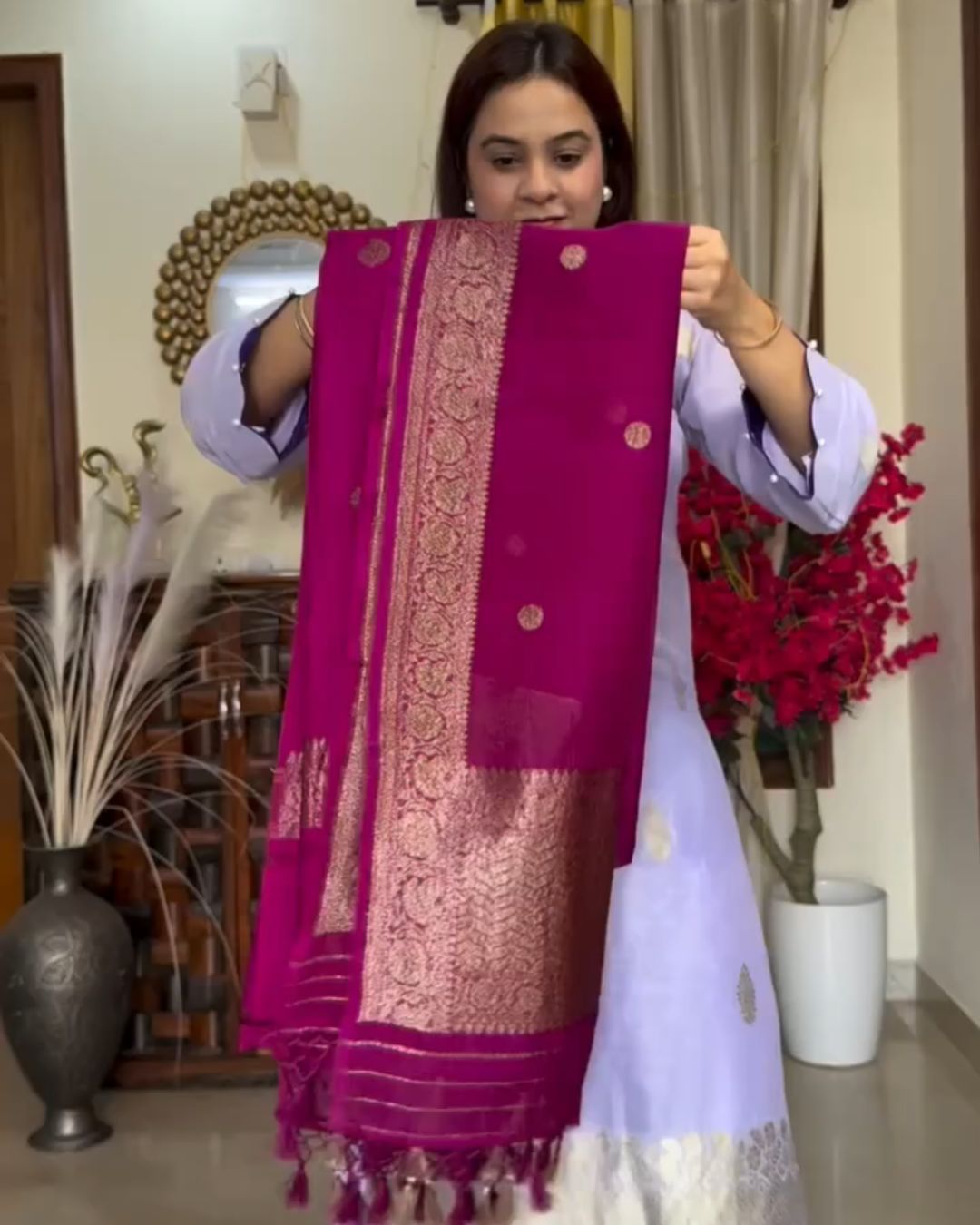 Wine Cotton Suit Set