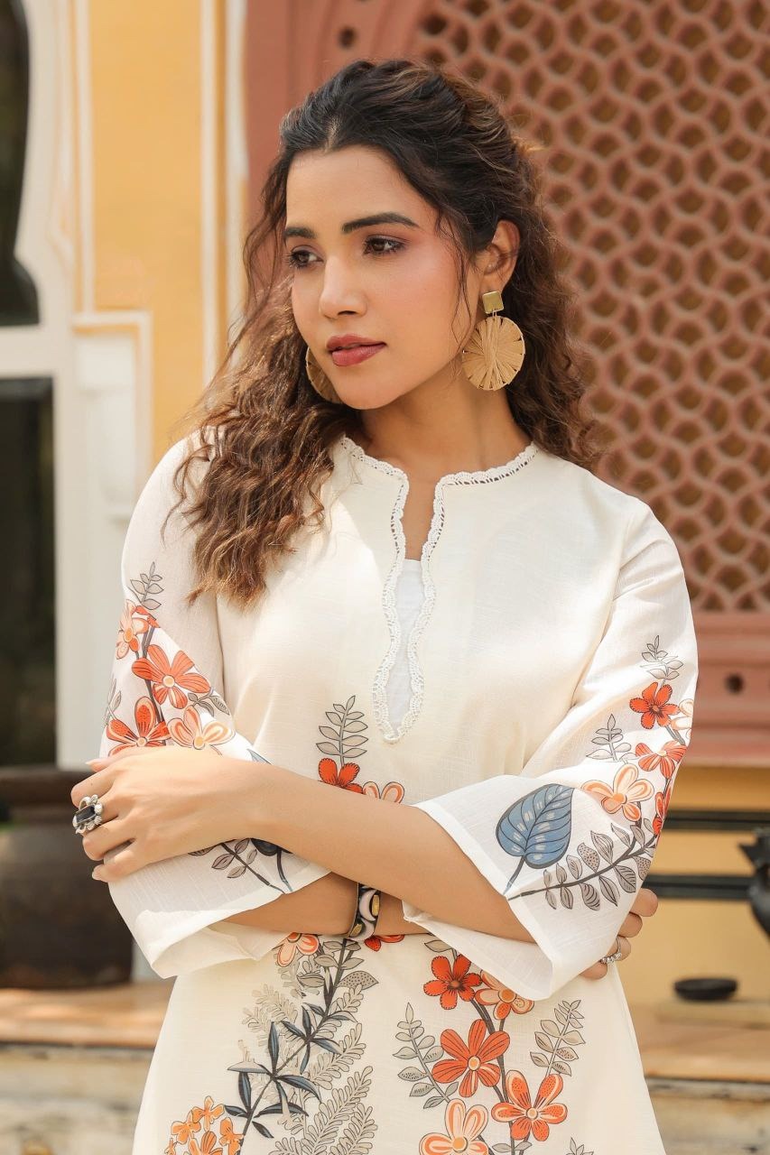 Premium Cotton Kurta &  Plazo Pant Set with Elegant Print