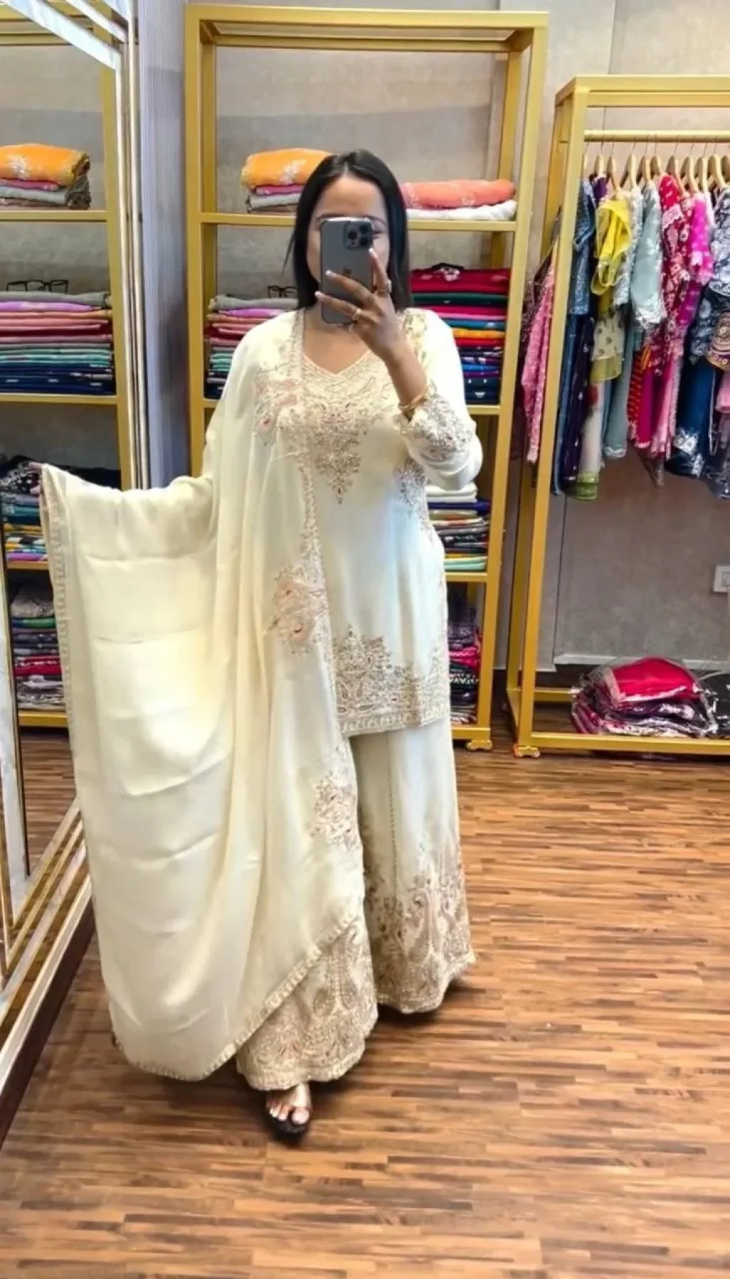 Attractive White Party Wear Heavy Embroidered Salwar Suit