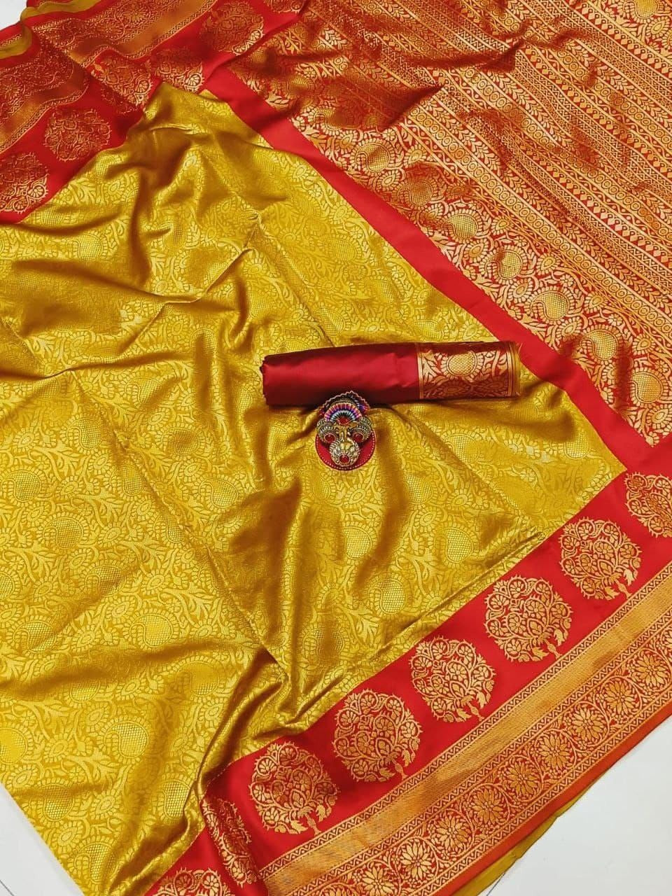 Soft Lichi Silk Saree with Rich Pallu & All-Over Jacquard Work