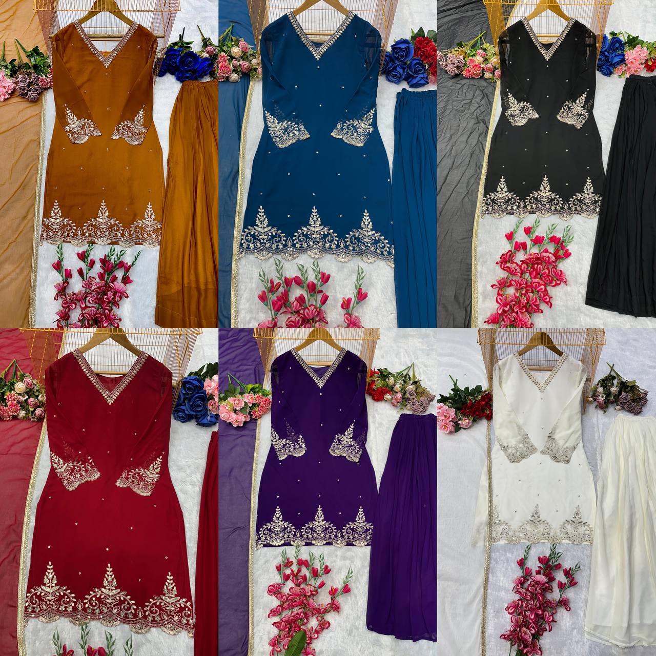 Heavy Fox Georgette Embroidered Suit Set with Dupatta