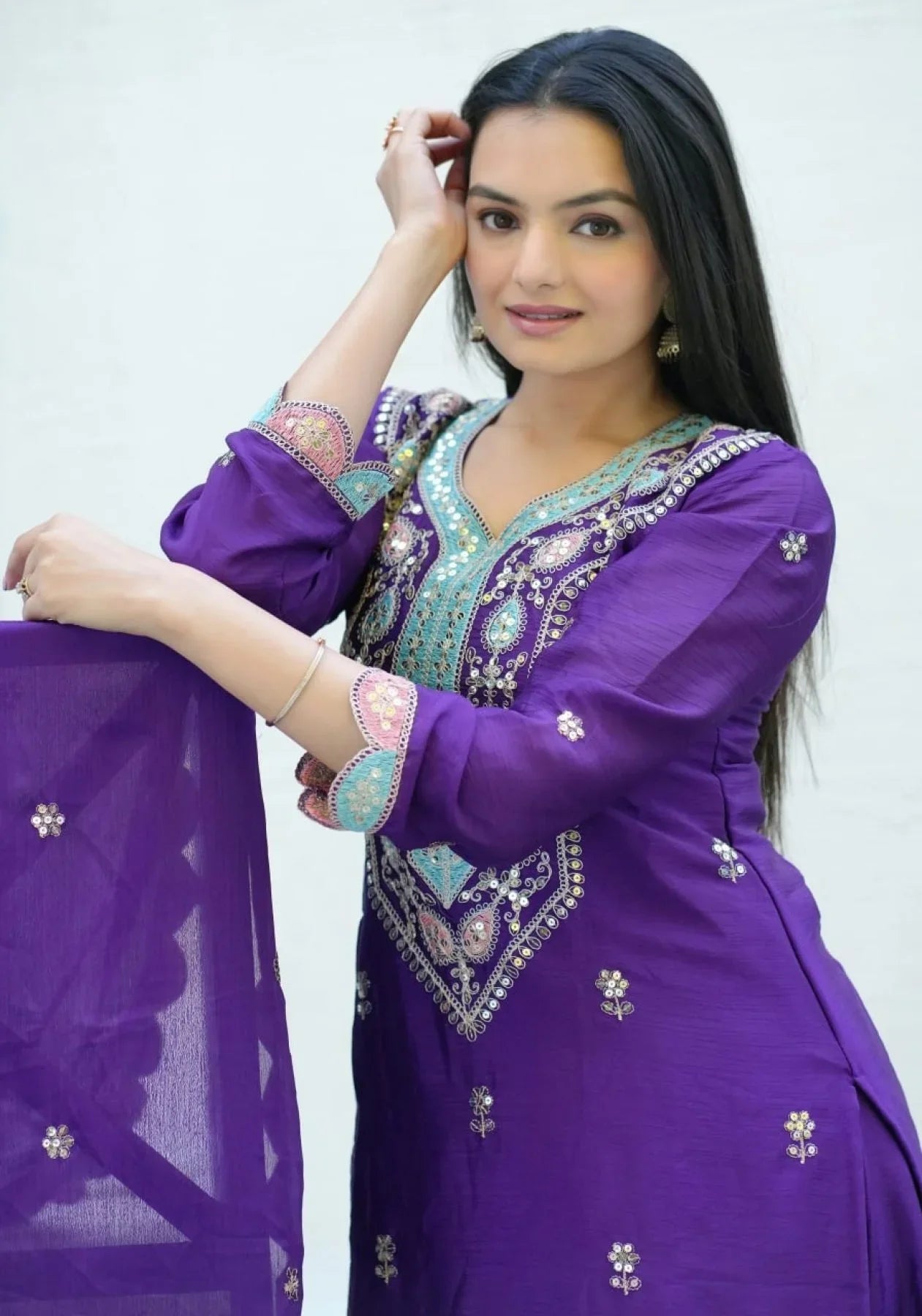 Elegant Readymade Purple Suit For Women – Perfect For Parties