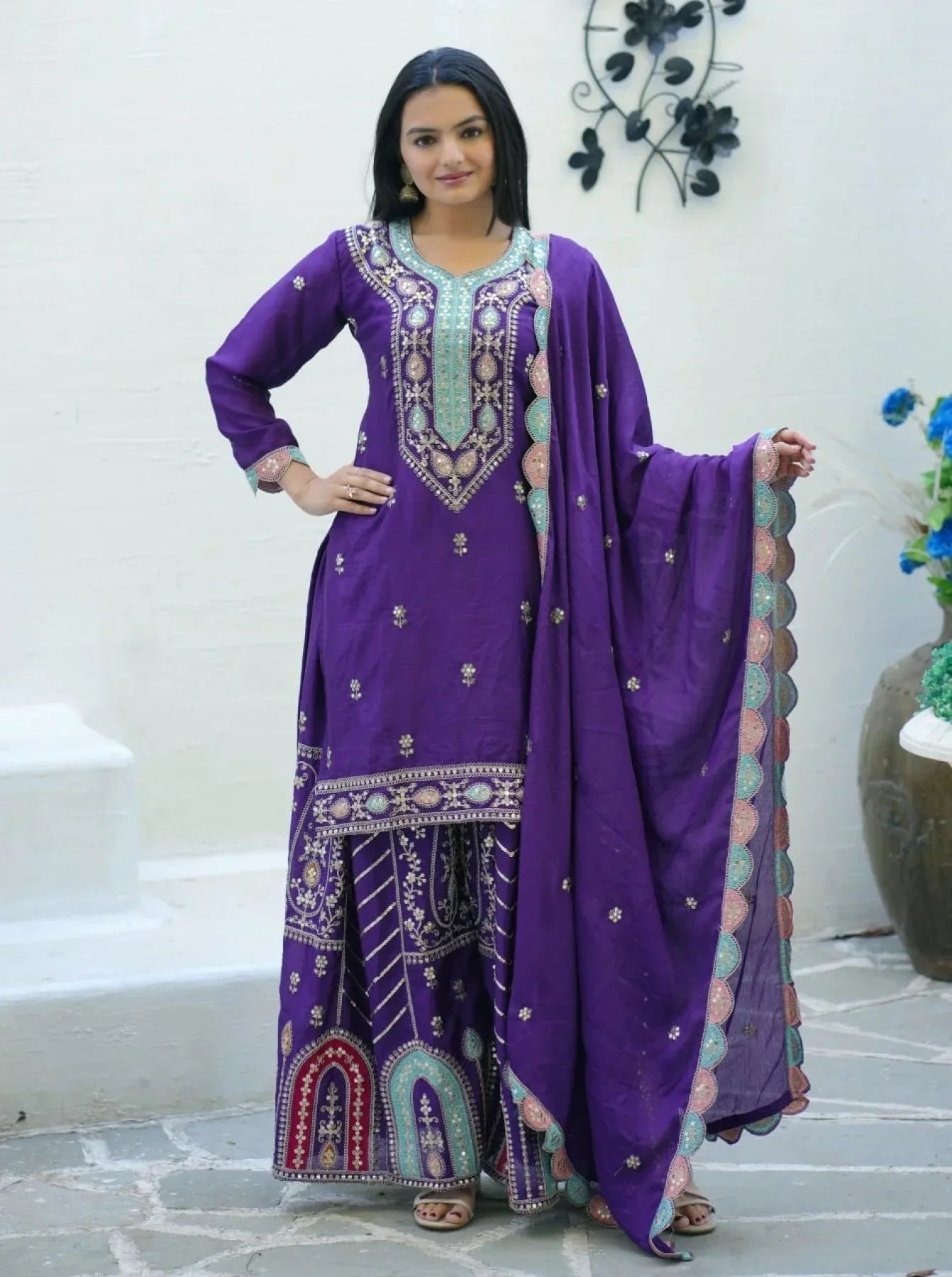Elegant Readymade Purple Suit For Women – Perfect For Parties