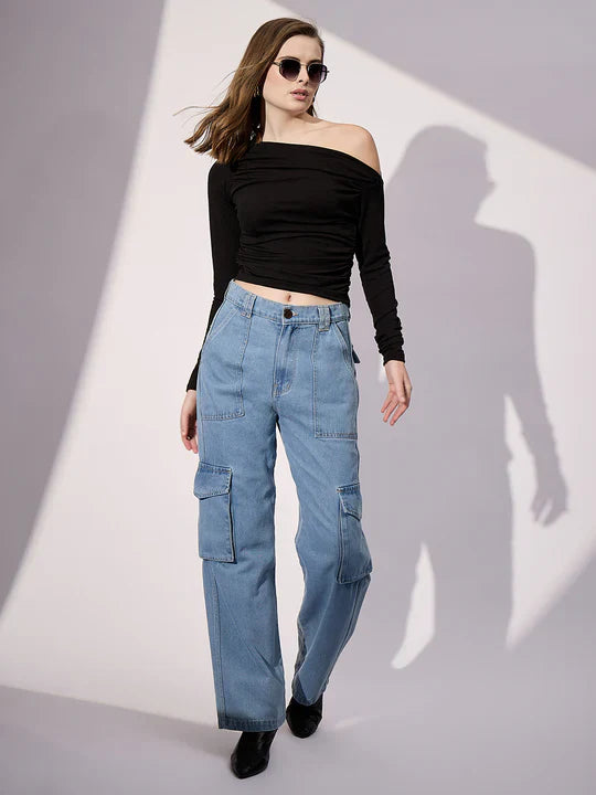 Stretchable Asymmetrical Ruched Top