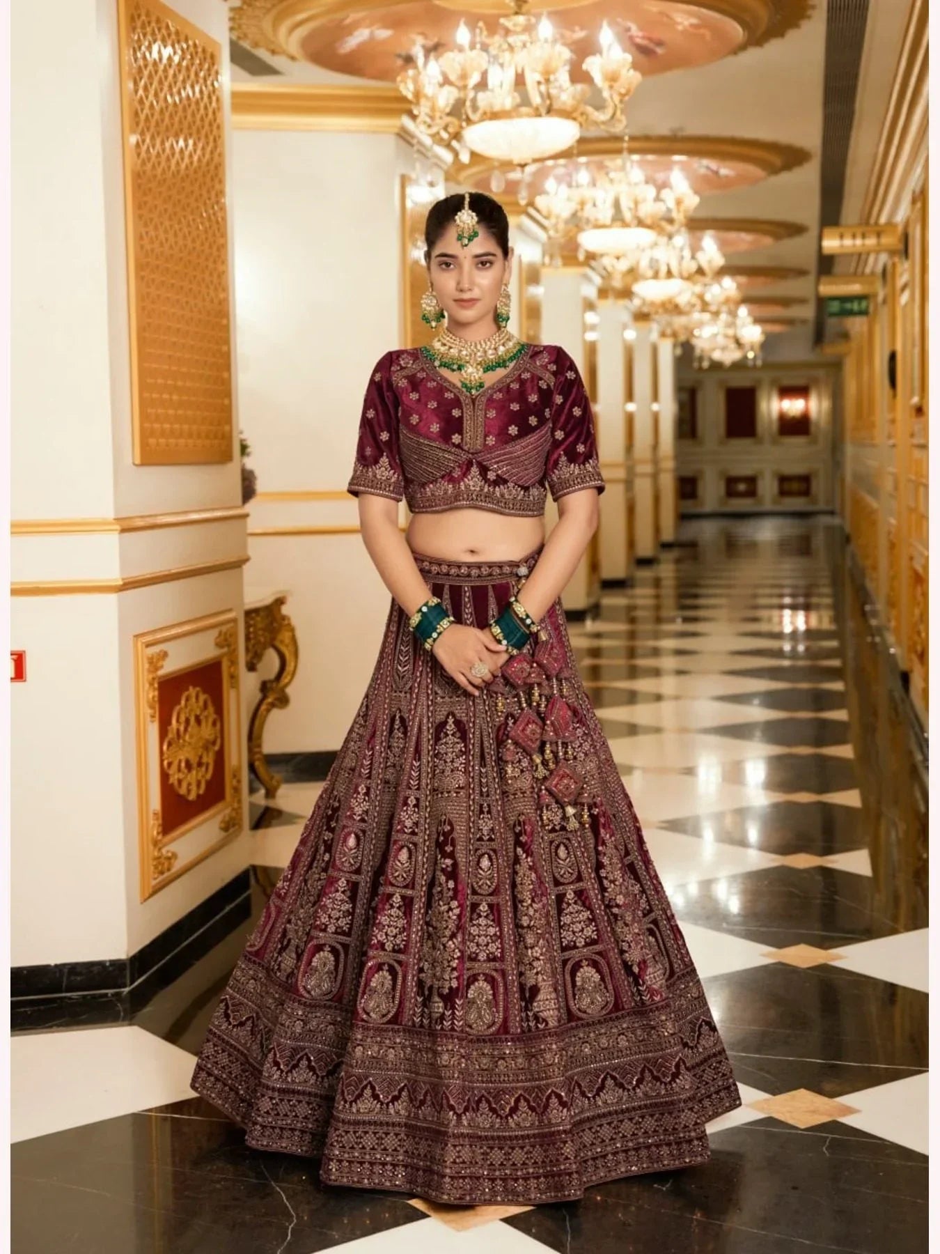 Luxurious Bridal Special Lycra Velvet Lehenga Choli With Double Dupatta