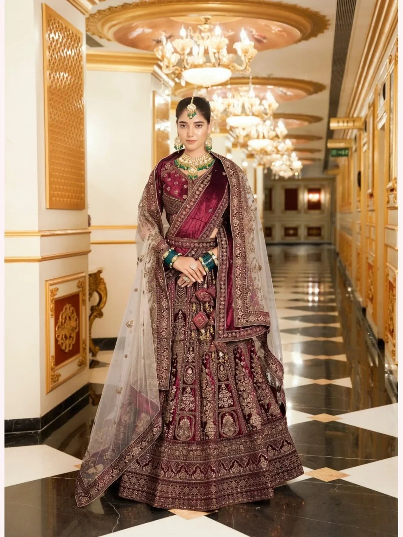 Luxurious Bridal Special Lycra Velvet Lehenga Choli With Double Dupatta