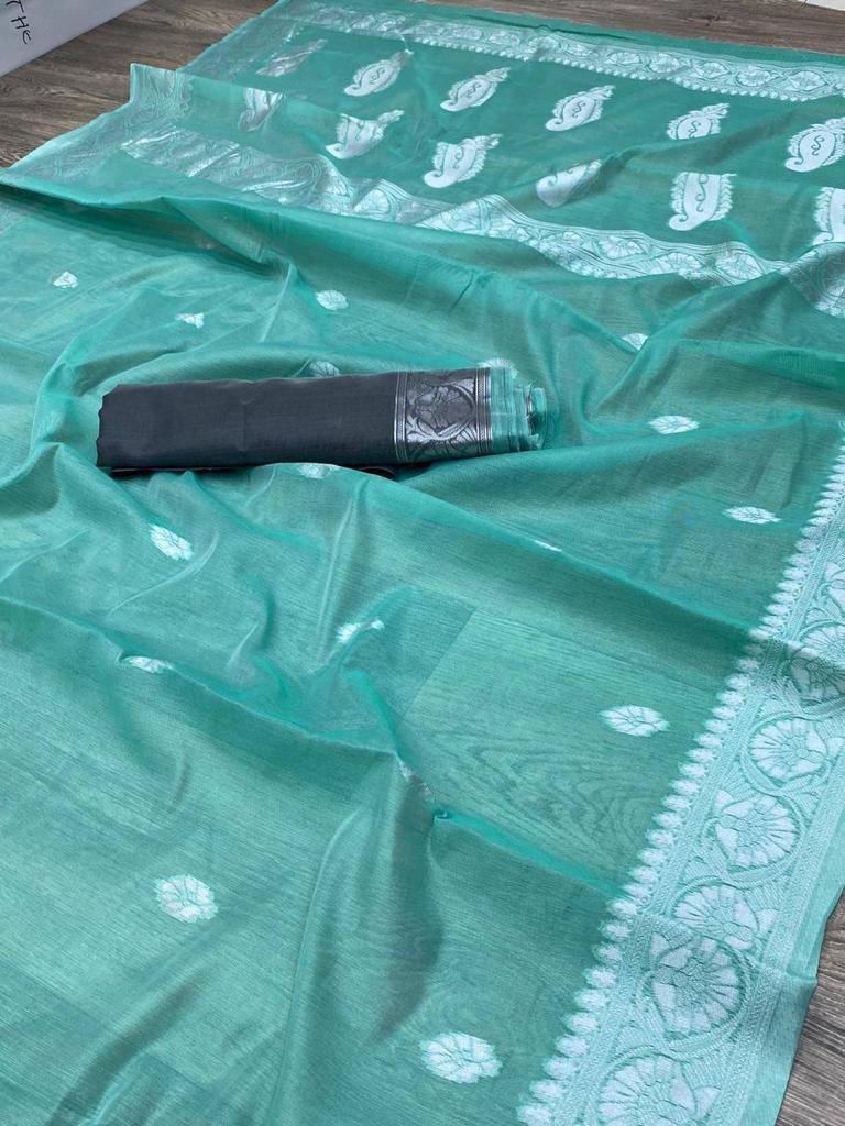 Lilan Soft Cotton Slab Weaving Saree with Rich Blouse