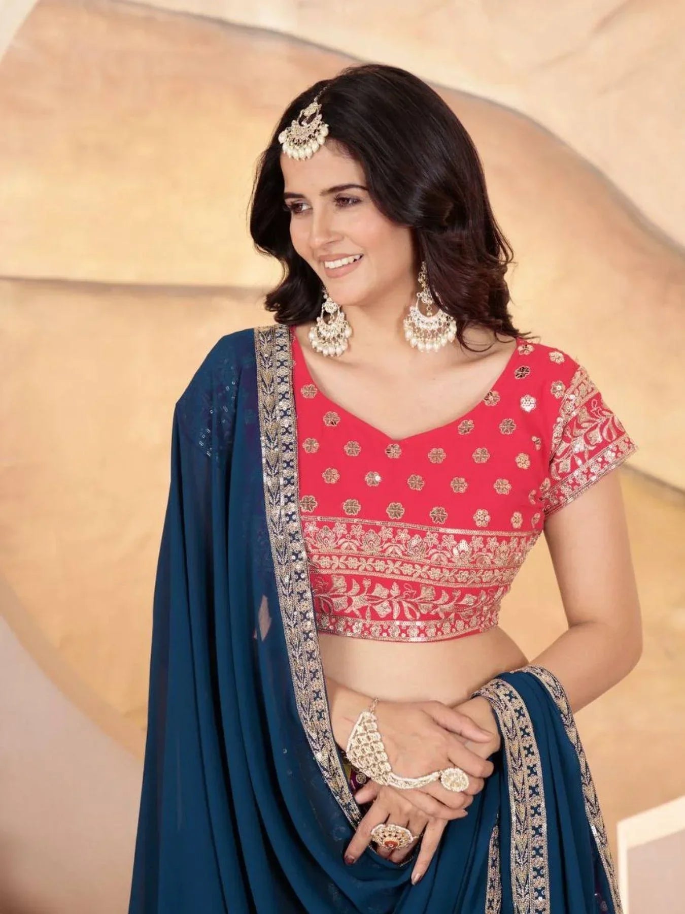 Multi Color Faux Georgette Lehenga Collection By Royal Export