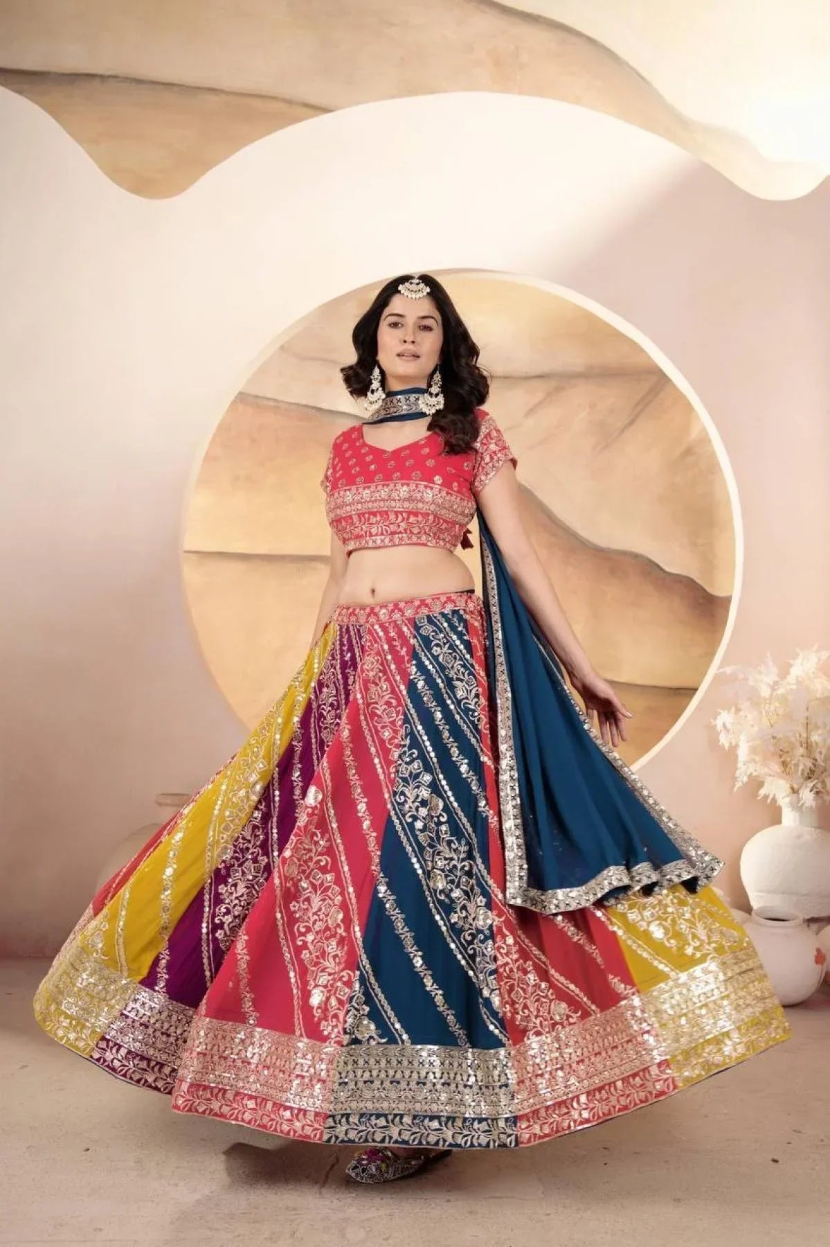 Multi Color Faux Georgette Lehenga Collection By Royal Export