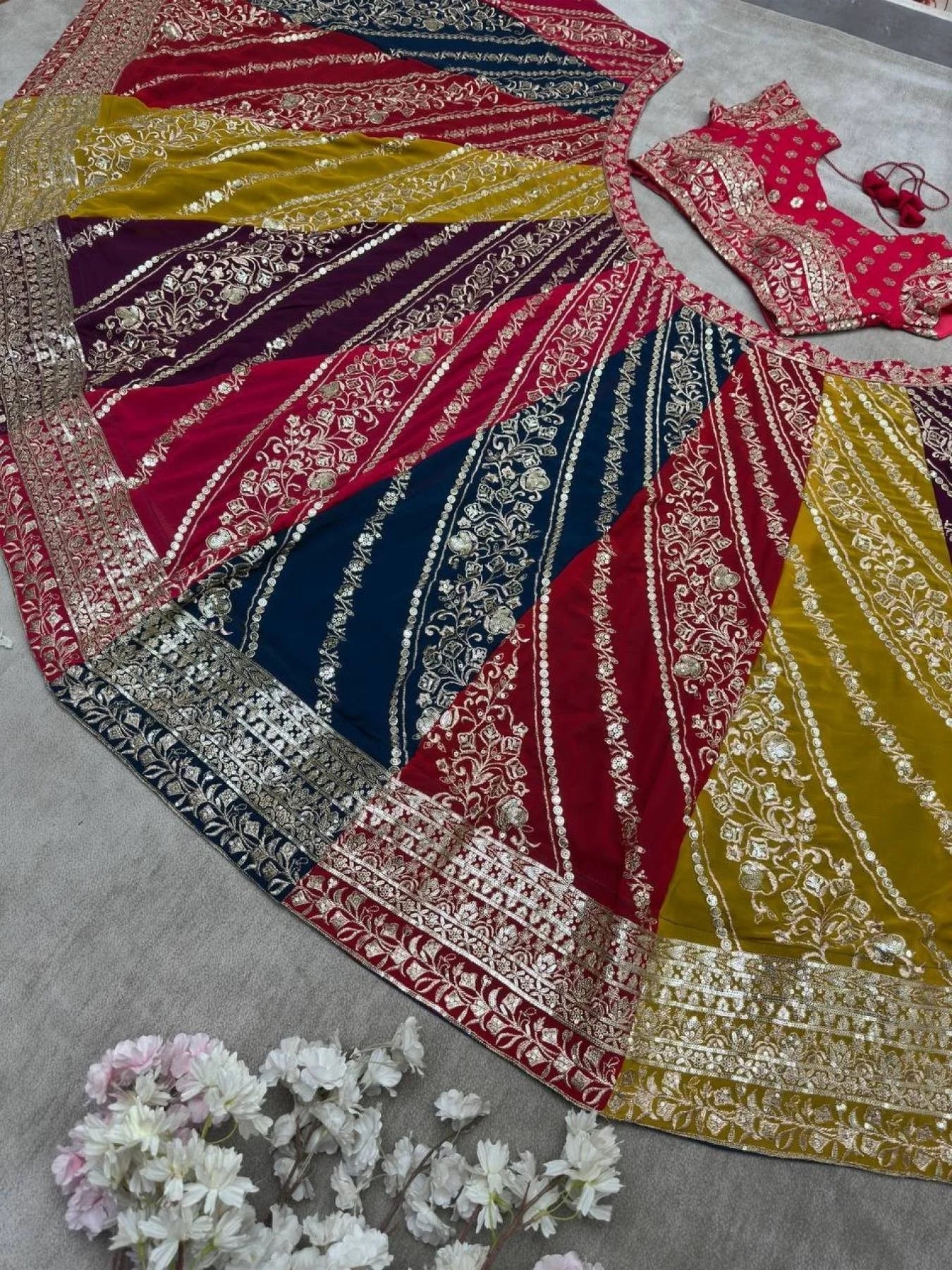 Multi Color Faux Georgette Lehenga Collection By Royal Export