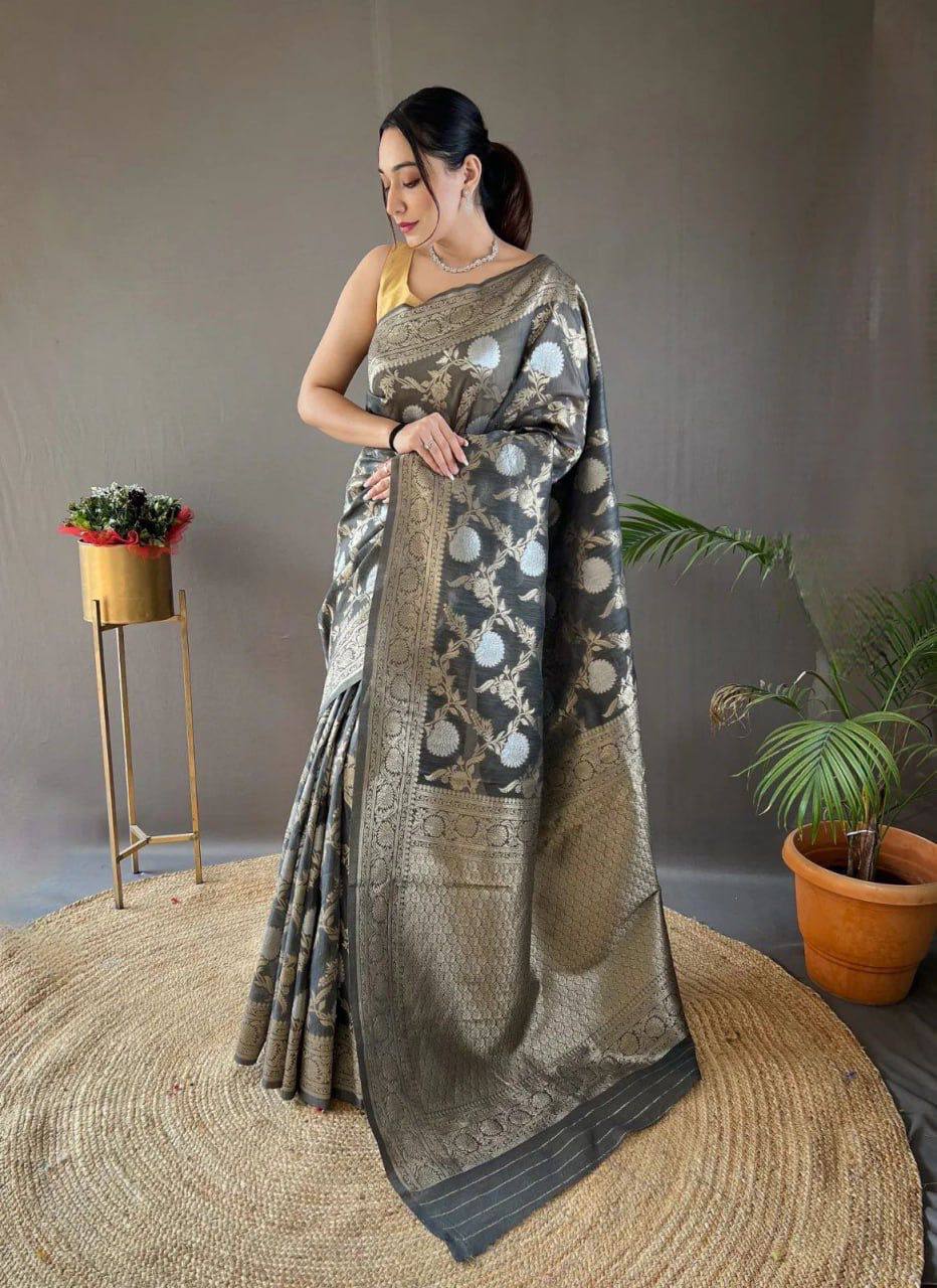Premium Lilan Slub Soft Cotton Saree with Rich Weaving Blouse