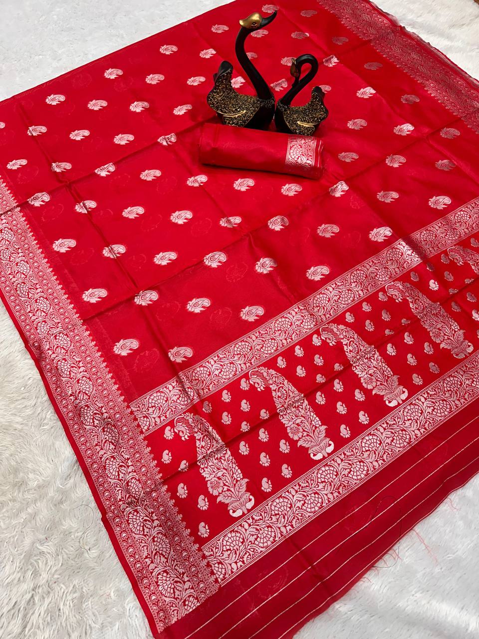 Comfort Fit Organic Banarasi Lichi Silk Wedding Saree