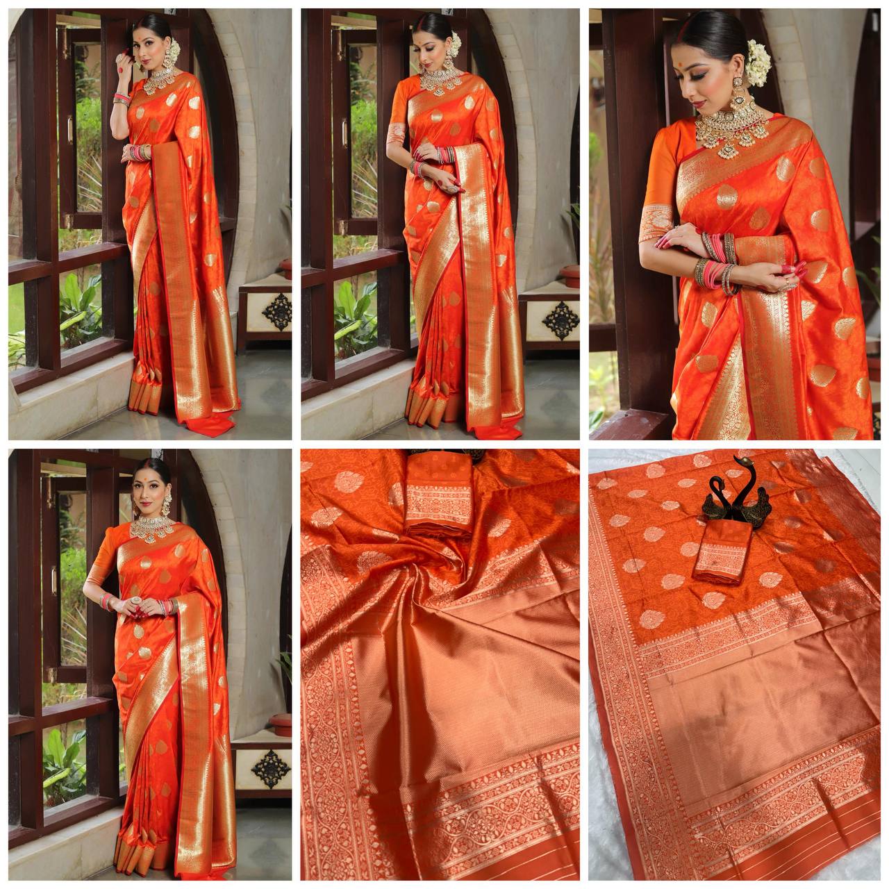 Lightweight Organic Banarasi Lichi Silk Wedding Saree