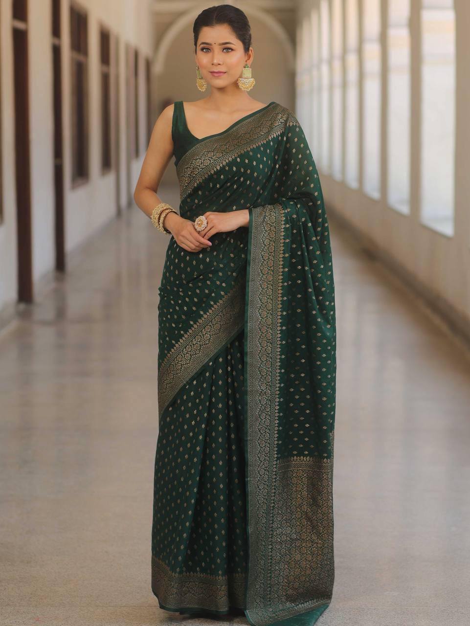 Comfort Wear Banarasi Style Lichi Silk Wedding Saree