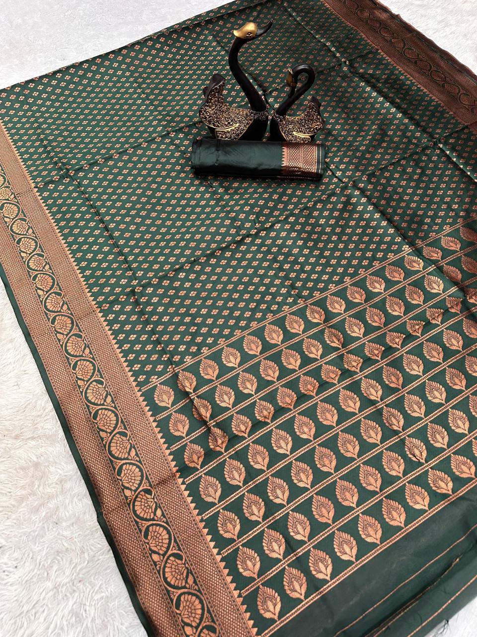 Graceful Organic Banarasi Lichi Silk Wedding Saree