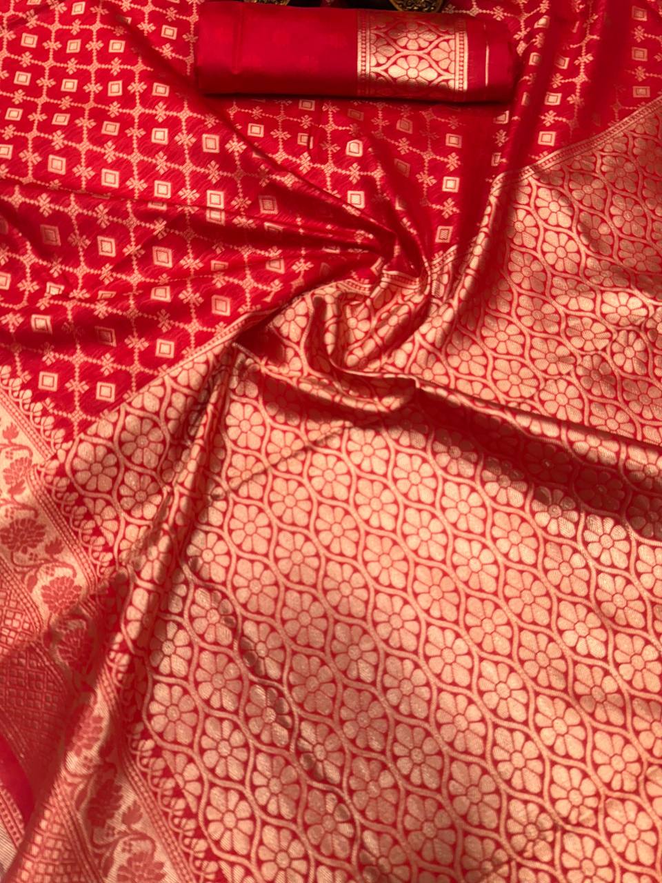 Elegant Organic Banarasi Lichi Silk Wedding Saree