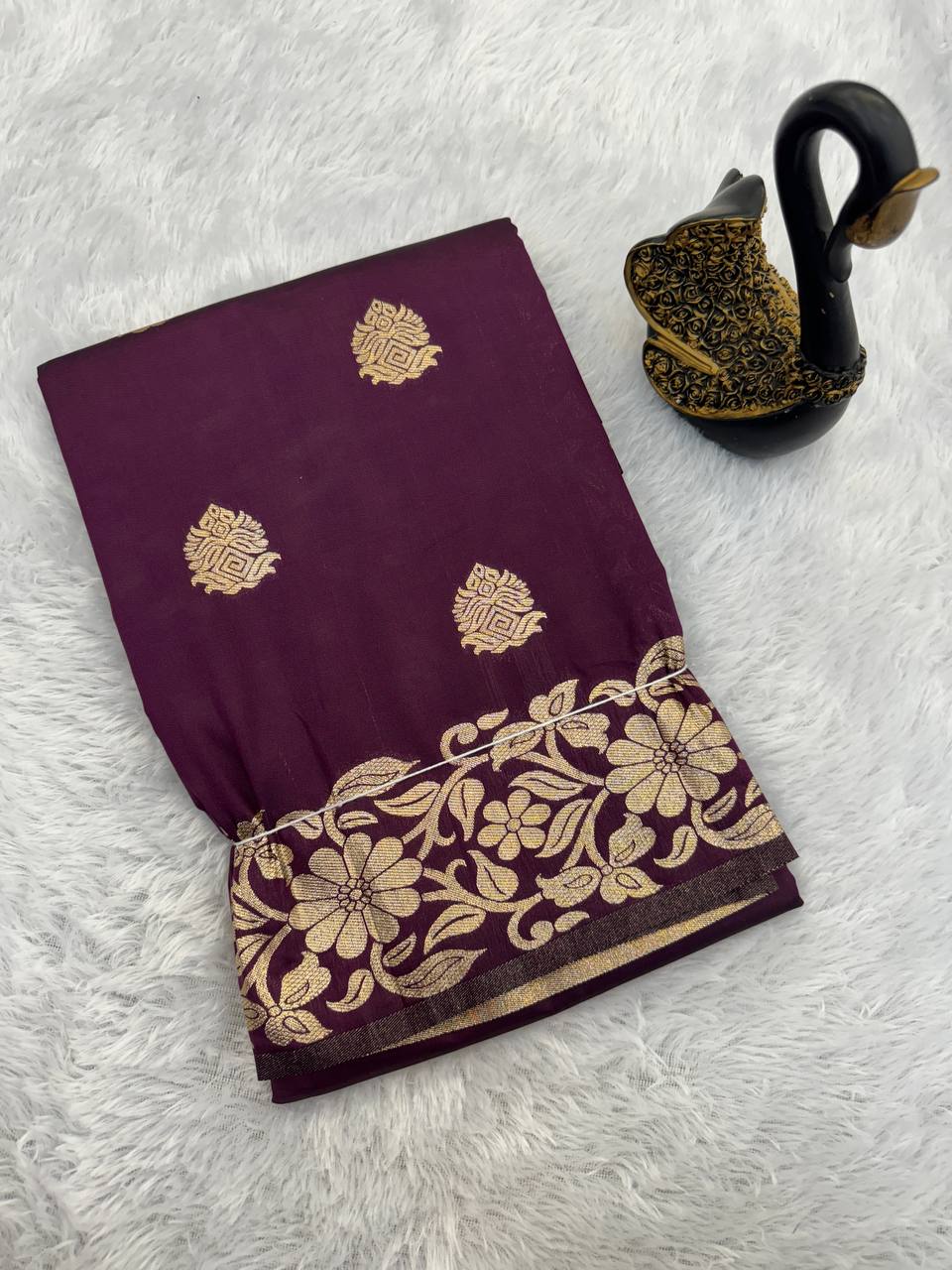 Pure Banarasi Silk Saree with Golden Zari Weaving