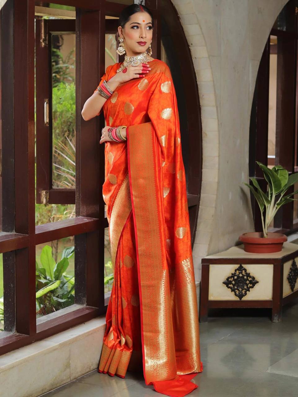 Lightweight Organic Banarasi Lichi Silk Wedding Saree