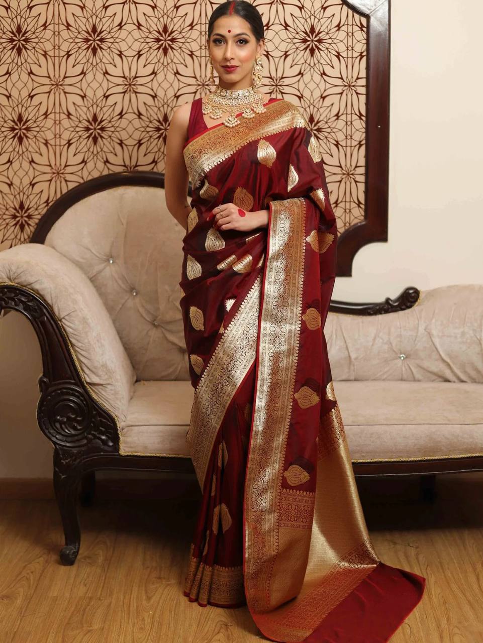 Soft Lichi Silk Organic Banarasi Wedding Saree
