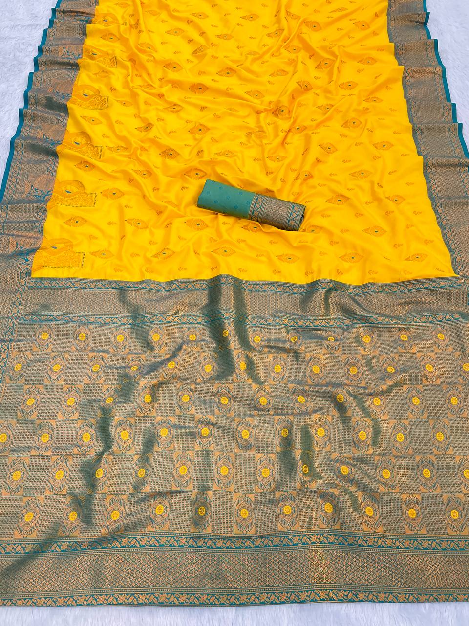 Premium Kanjivaram Soft Silk Saree with Copper Zari Jaal Weaving