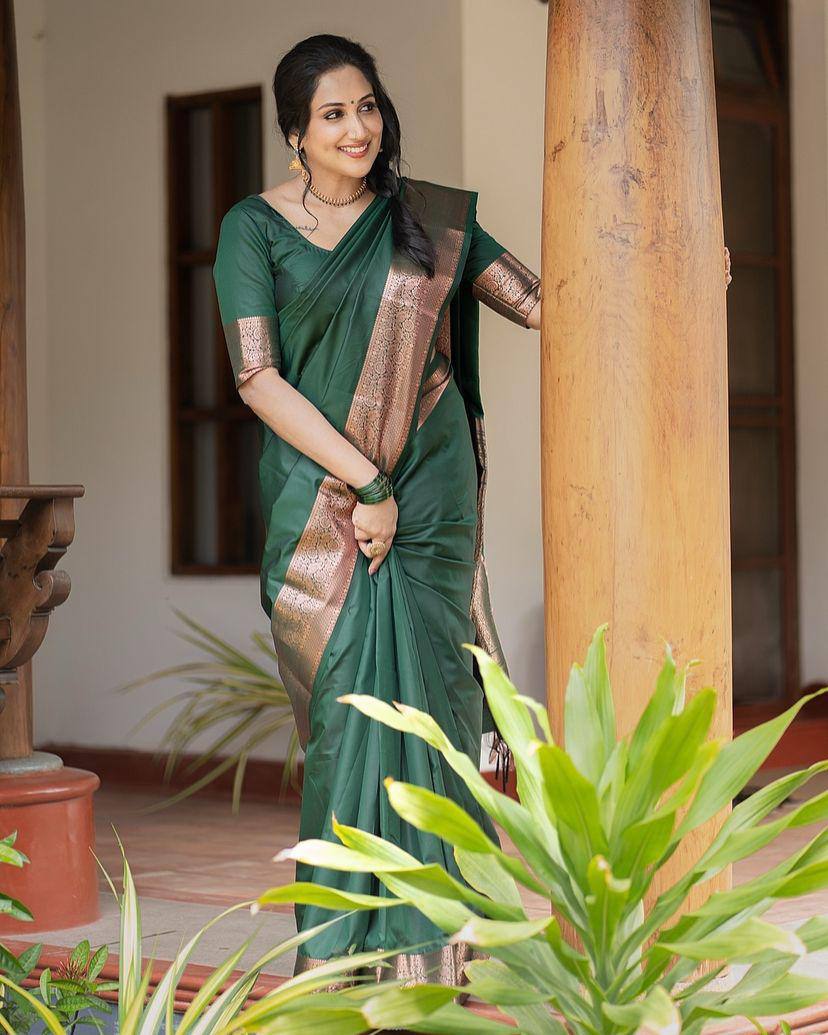 Feather Light Organic Banarasi Lichi Silk Wedding Saree