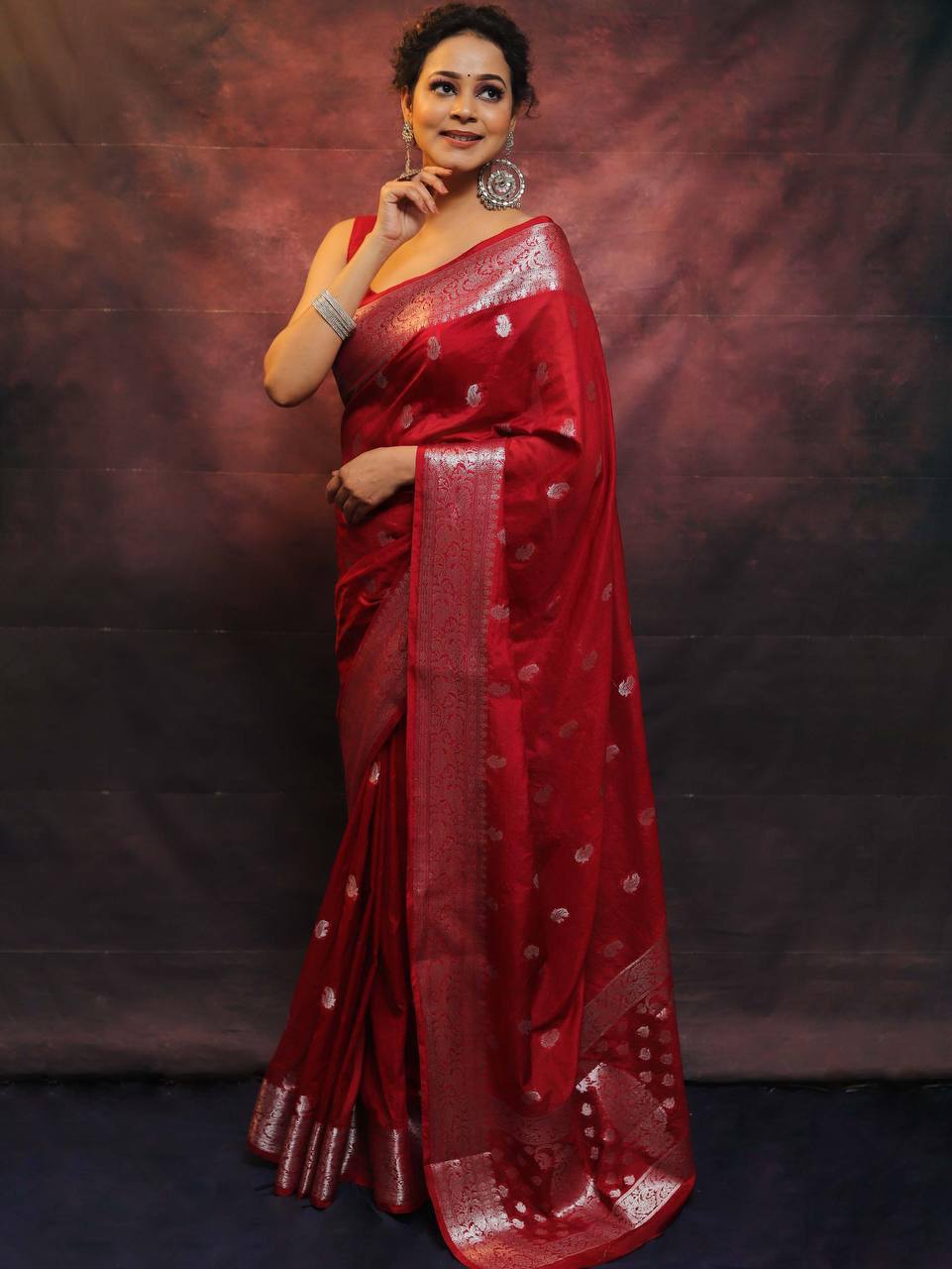 Comfort Fit Organic Banarasi Lichi Silk Wedding Saree