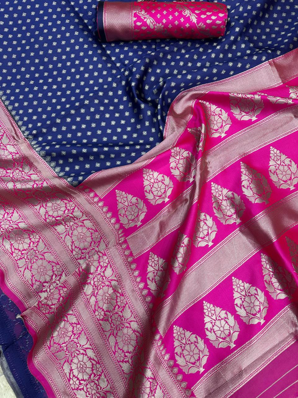 Organic Banarasi Lichi Silk Wedding Saree – Lightweight & Graceful