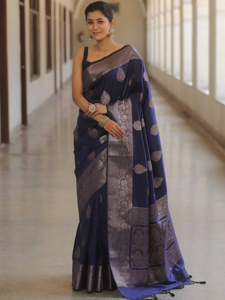 Organic Banarasi Lichi Silk Wedding Saree