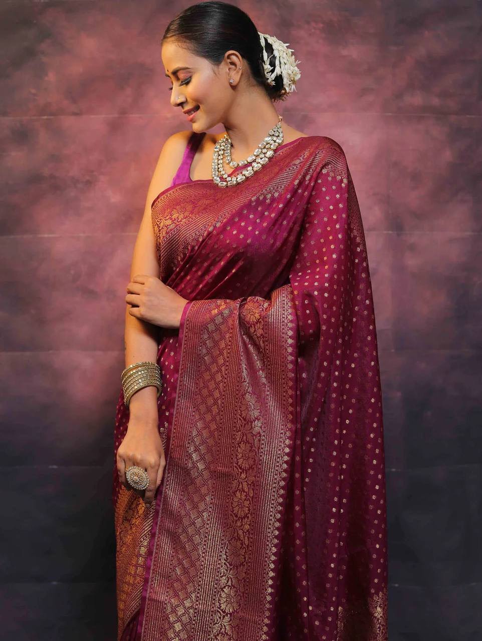 Soft Touch Organic Banarasi Lichi Silk Wedding Saree